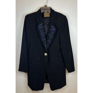 SADDLE RIDGE Vintage Black Suede Jacket Women Small Embroidered Studded Western